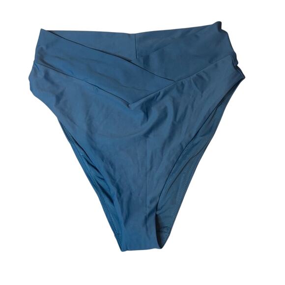 NWT Aerie Blue Crossover V-Front High Rise Cheeky Bikini Bottom XL - Picture 3 of 5